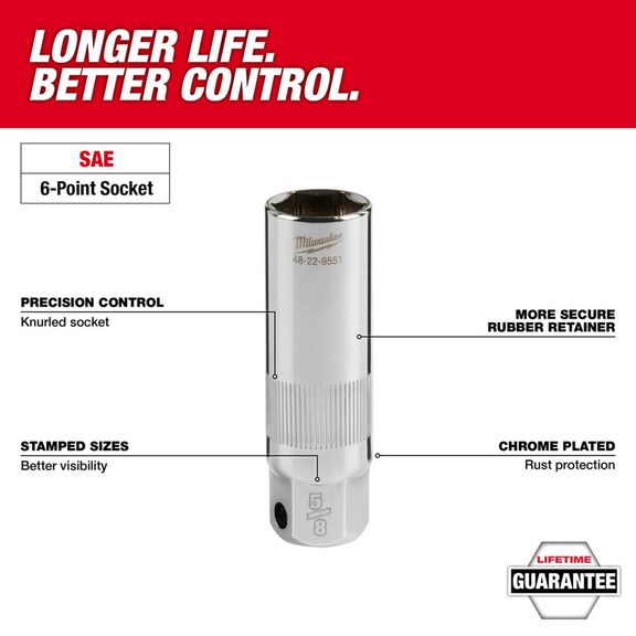 3/8" Drive 5/8" Spark Plug Socket image number 1
