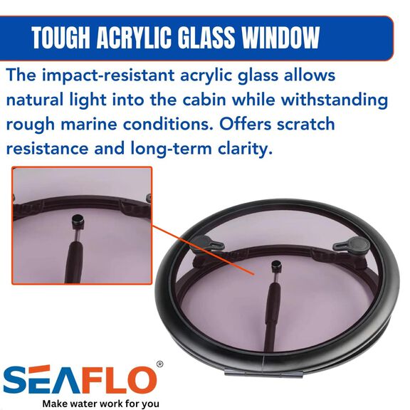 SEAFLO 02-Series 21.4" Black Aluminum Circular Deck Hatch image number 4
