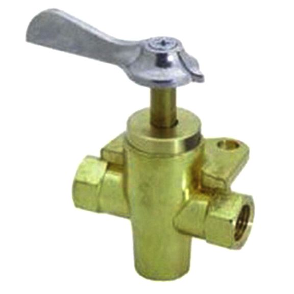 Three-Way Brass Shut Off Valve with Detent, 3/8" FNPT image number 0