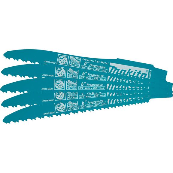 6" Recipro Saw Blade, Progressive, 5-Pack image number 0