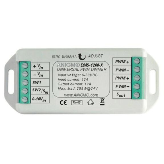DMS-1200 Universal Low Voltage LED Dimmer, 12A - 6-30VDC or 0-10V Control Input image number 0