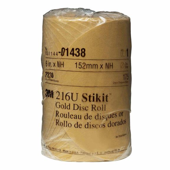 Stikit&trade; Gold Disc Roll, 6", P220A Grit image number 0