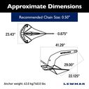 Epsilon Stainless Steel Anchor - 140 lb / 63 kg for Power and Sailboats image number 2