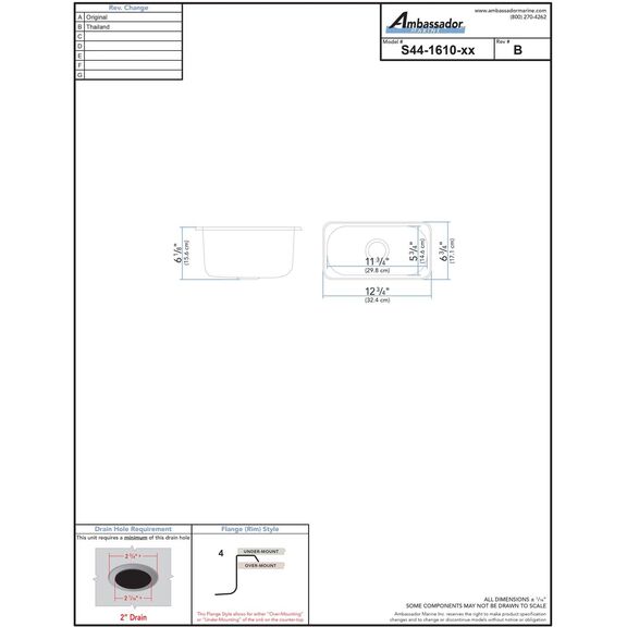 Rectangle Sink Ultra-Mirror Finish, 304 Stainless Steel, 2" Drain, SoundKOTE image number 3