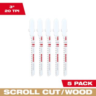 3" 20TPI T-Shank Wood Bi-Metal Jig Saw Blades, 5 Pack