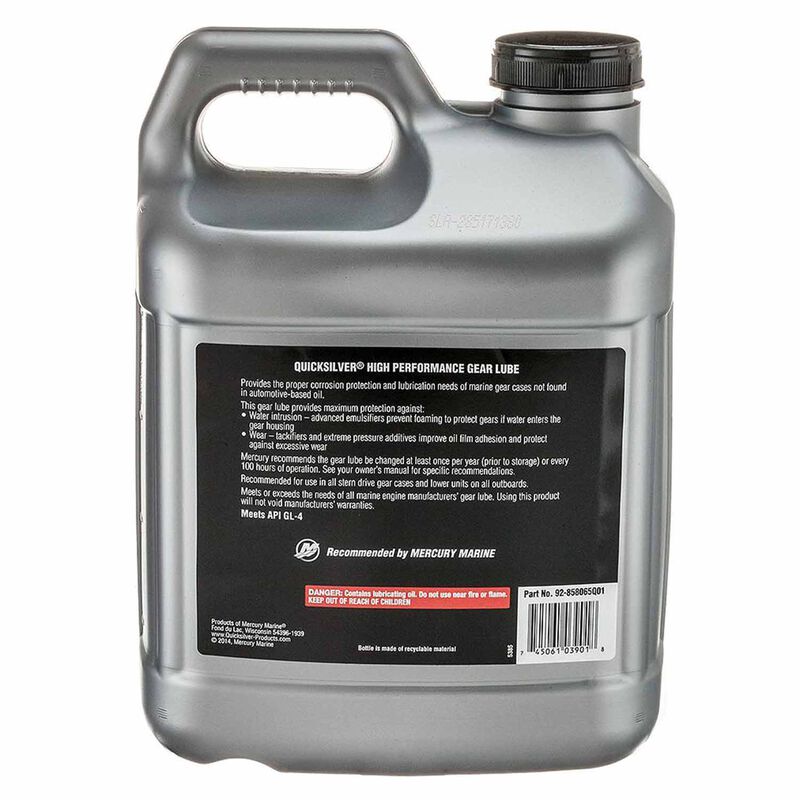 Quicksilver High Performance 90W Gear Lube, 2.5 Gallons image number 1