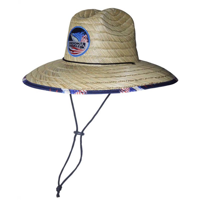 Hook and Tackle Mens Lifeguard Sails Stripe Straw Hat - Beige - Medium