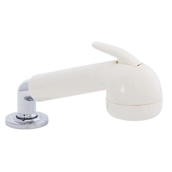 Deck-Mount Sprayer Large Warm White Sprayer No Hook, w/Elbow, 6' White Rubber Hose, Ultra-Low Profile Holder image number 0