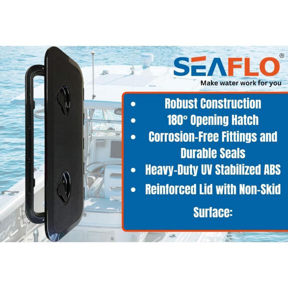 SEAFLO 23.9" x 9.5" Black Rectangular Deck Access Hatch image number 5