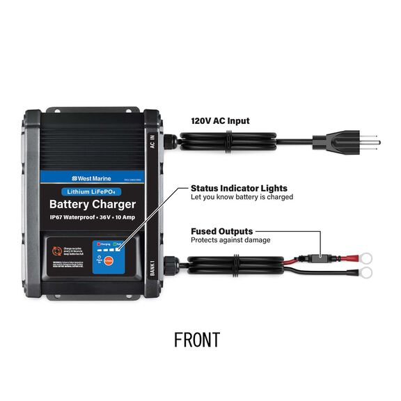 Mounted Marine Battery Charger, 36V, 10A, 1 Bank image number 2