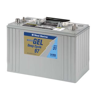 Group 31 Deep Cycle Marine Gel Battery, 97 Amp Hours, 550 Cold Cranking Amps, 780 Marine Cranking Amps, 180 Reserve Minutes