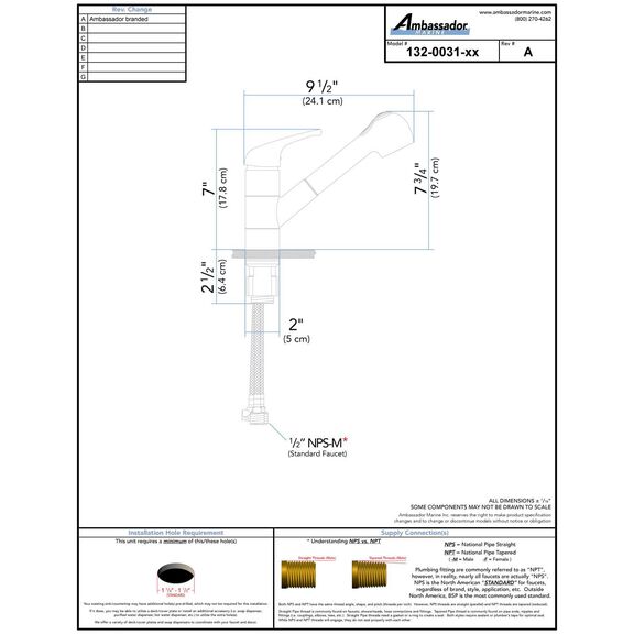 Universal/Pacifica Pull-Out Galley Faucet, 6' Hose, Brushed Nickel image number 2