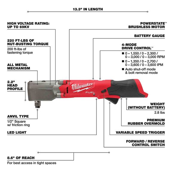 M12 FUEL&trade; 1/2" Right Angle Impact Wrench image number 1