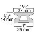 27mm Low-Beam Pinstop Track &mdash; 1 m, 3 Pinstop Holes image number 1