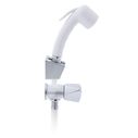 Trinidad 2H External Shower Mixer Small Arctic White Sprayer, 6' White Rubber Hose Chrome/Arctic White image number 1
