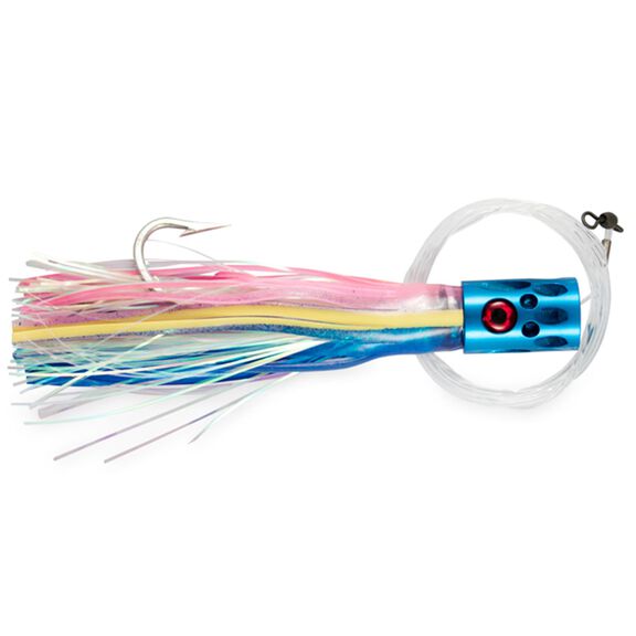 Magnum Turbo Whistler Rigged & Ready, Blue/Pink/Pearl Skirt, 2 oz Head, 7/0 Mustad Hook, AFW Swivel, 100 lb Grand Slam Mono Line, 6' image number 0