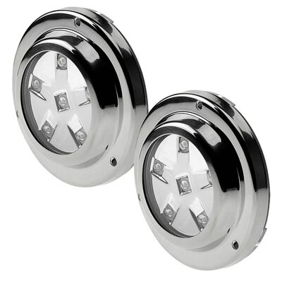 Round Six LED Underwater Light with Stainless Steel Bezel, RGBW, 2-Pack