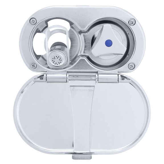 Trinidad Transom Shower Cold Only, Chrome Cup & Lid, Hammer-Head Arctic White Sprayer, 10' White Rubber Hose, Chrome Trinidad Handle image number 4