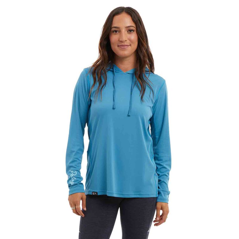 Pelagic Women's Aquatek Solid Hooded Shirt, in Ocean, Size XL | by West Marine