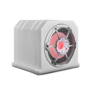 HYDRO Double Marine Subwoofer Enclosure with 10" Subwoofer plus 10" Passive Radiator and Integrated RGB Lights, 700 Watts 4-Ohm, White