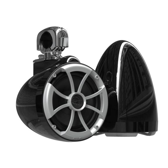 Wet Sounds ICON 8 Black V2 Series 8" Marine Tower Speakers with Stainless Steel Fixed Clamps (Pair) image number 0