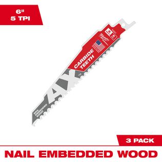 The Ax&trade; with Carbide Teeth SAWZALL&trade;&nbsp;Blade 6" 5T, 3 Pack