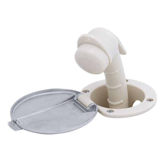 Recessed Shower Warm White Cup with Stainless Steel Lid, Small Warm White Sprayer, 6' Stainless Steel Hose image number 2