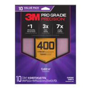 3M Pro Grade Precision Faster Sanding Sheets w/ NO-SLIP GRIP Backing SHR400-PGP-10T, 9" x 11", 400 Gr, 10 Sht/Pk