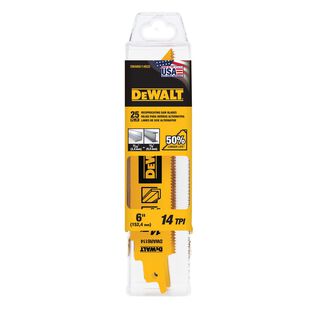 DEWALT 6" Bi-Metal Reciprocating Saw Blade 14 TPI, 1-Pack