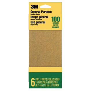 3M General Purpose Sanding Sheets 9016NA-CC, 3 2/3" x 9", Medium grit, 6/pk, 20 pks/cs