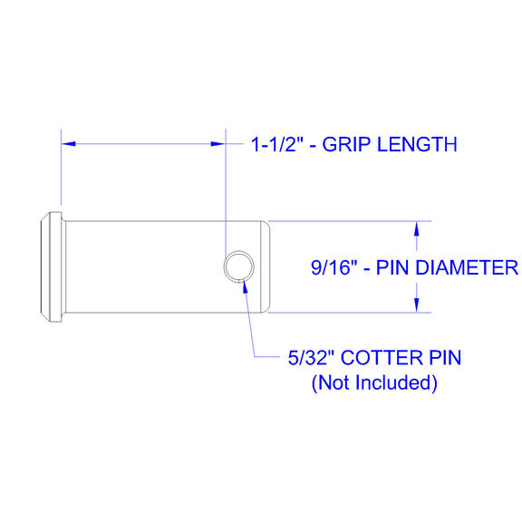 Stainless Steel Clevis Pin, 9/16" Dia. X 1 1/2" Grip Length image number 1