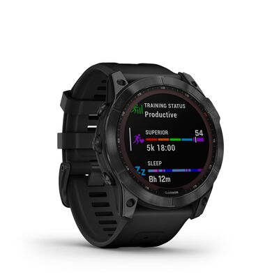 fēnix® 7X Sapphire Solar Edition Watch, Black DLC Titanium with Black Band