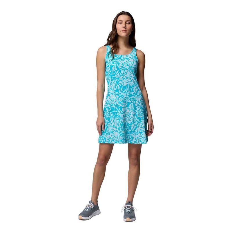 Columbia Women's PFG Freezer III Dress, in Ocean Teal Vacy Blooms Tonal, Size Medium | by West Marine