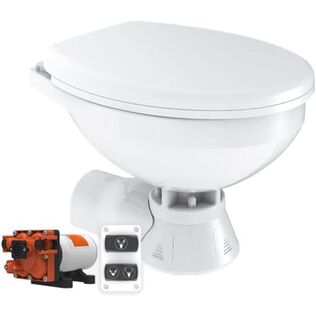 SEAFLO 12V Quiet Flush Electric Marine Toilet, Regular Size, Seawater Macerator, Soft Close Seat