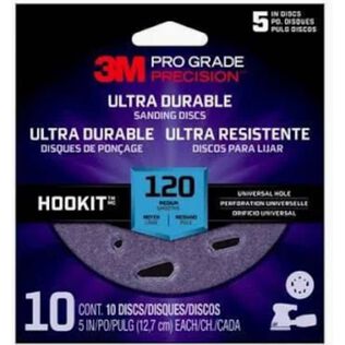 3M Pro Grade Precision Ultra Durable Universal Hole Sanding Disc DUH5120TRI-10I, 5"ch UH, 120, 10/packDisc