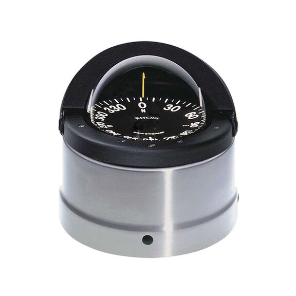 Binnacle-Mount Navigator Compass, 4-1/2" PowerDamp Flat Card Dial with Large Numerals, Brushed Stainless image number 0