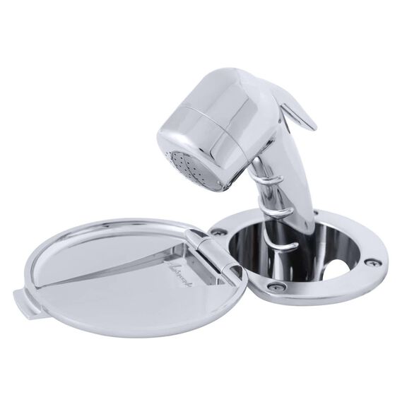 Recessed Shower Chrome Cup & Lid, Small Chrome Sprayer No Hook, 6' Black Rubber Hose image number 2