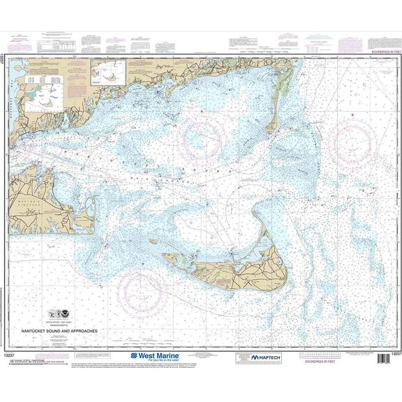 Maptech&reg; NOAA Recreational Waterproof Chart-Nantucket Sound and Approaches, 13237 image number 0