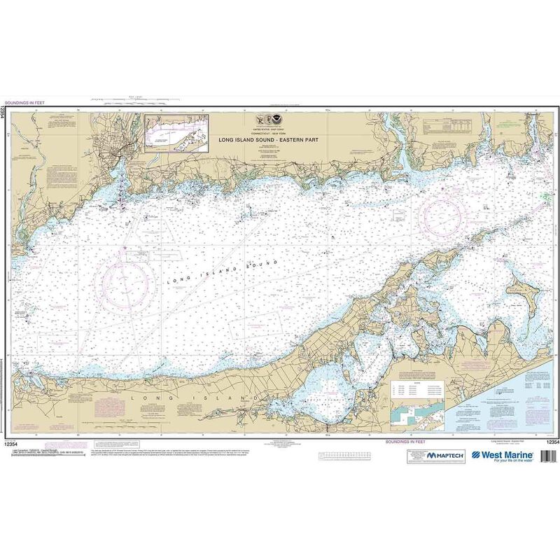 Maptech® NOAA Recreational Waterproof Chart-Long Island Sound Eastern Part, 12354 image number 0