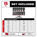 SHOCKWAVE&trade; Impact Duty&trade; Socket 1/2&rdquo; Dr SAE PACKOUT&trade; Set, 15 Piece image number 1