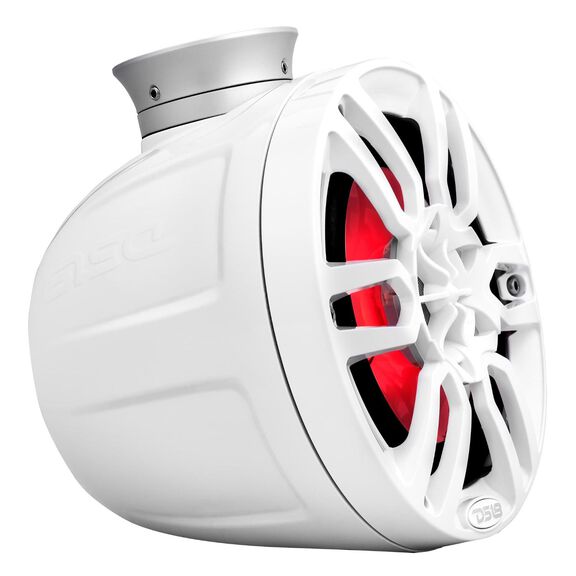 HYDRO 6.5" Short Marine Tower Speakers with Flat and Pole Mount, RGB LED Lights, 300 Watts, White image number 3