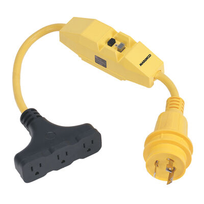 Pigtail Adaptor, 30A 125V Male to 3-Way 15A 125V Female with GFCI