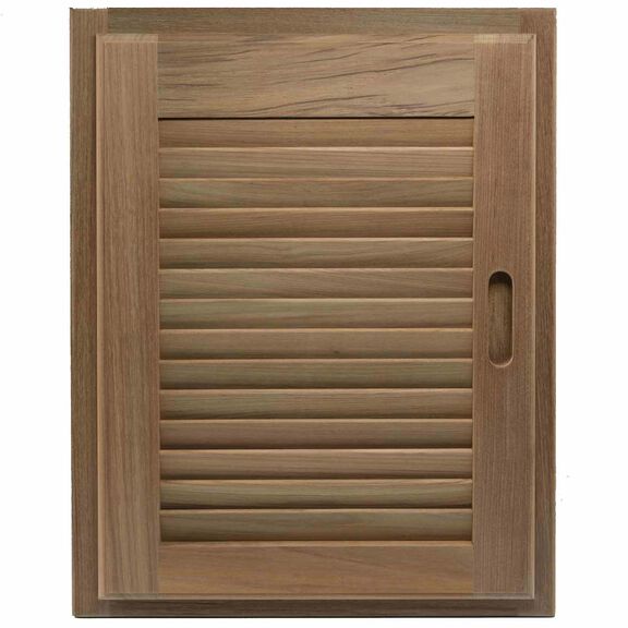 Right Hand Teak Louvered Door & Frame, 15" x 20" image number 1