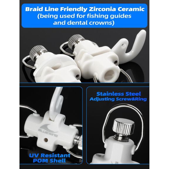 BLUEWING Zirconia Outrigger and Flat Line Release Clip White 2pcs image number 2
