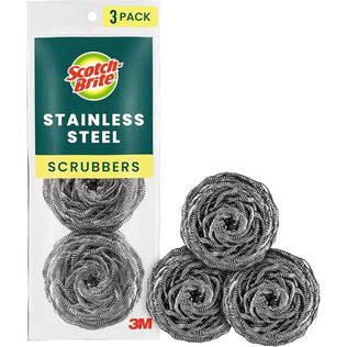 Scotch-Brite&reg; Stainless Steel Scrubbers 214C, 3 each/pack