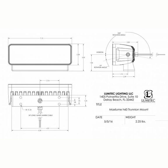 Maxillume h60 Flush Mount LED Floodlight, 6,000 Lumen, White Dimming, White Housing image number 4