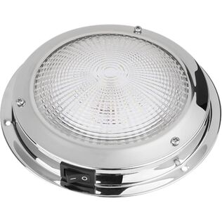 SEAFLO 6" Round LED Dome Light with Stainless Steel Bezel & Rocker Switch - Cool White, 12V