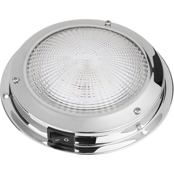 SEAFLO 6" Round LED Dome Light with Stainless Steel Bezel & Rocker Switch - Cool White, 12V image number 0
