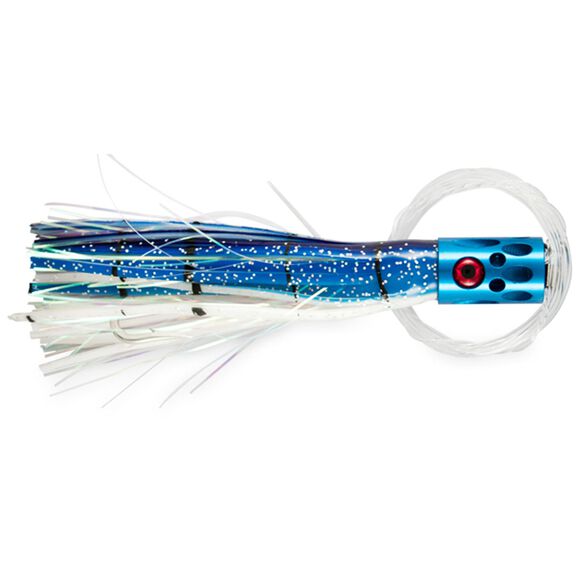 Magnum Turbo Whistler Rigged & Ready, Blue/Pearl/Pearl Skirt, 2 oz. Head, 7/0 Mustad Hook, AFW Swivel, 100 lb Grand Slam Mono Line, 6' image number 0