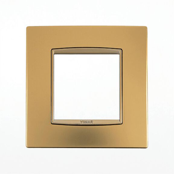 Vimar Eikon 2-Module Classic Cover Plate, Refined Metal, Satin Gold image number 0